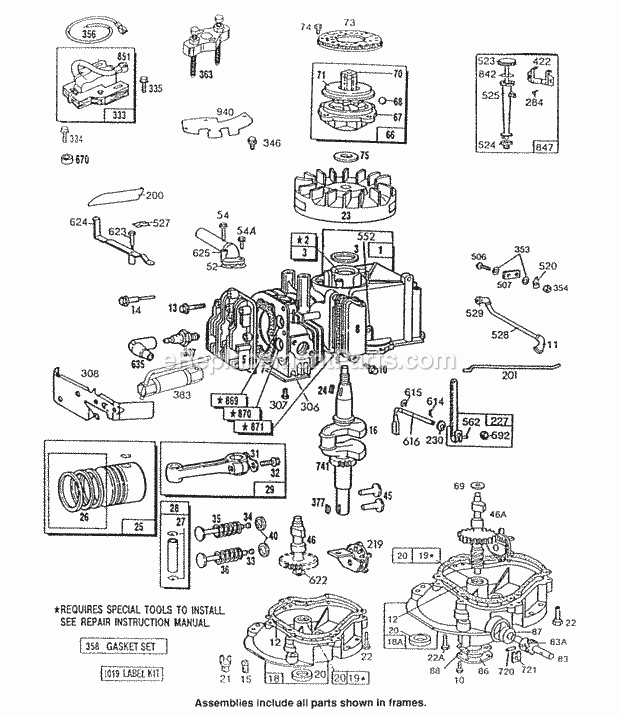 Briggs and Stratton 131702-0020-01 Engine CylinderSumpbasePistongrp Diagram