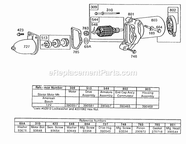 Briggs and Stratton 132232-0145-01 Engine Electric Starter Diagram