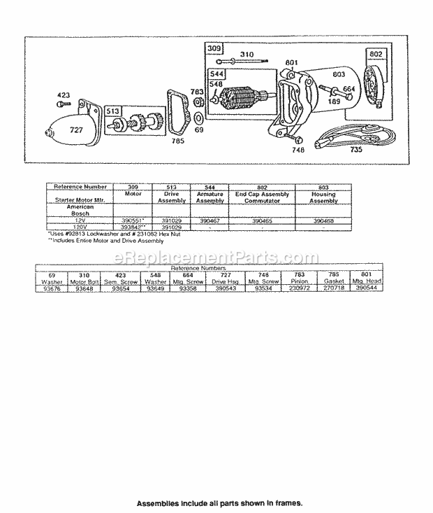 Briggs and Stratton 132232-0320-01 Engine Electric Starter Diagram