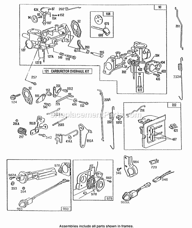 Briggs and Stratton 132232-4010-03 Engine CarburetorOil GardControls Diagram