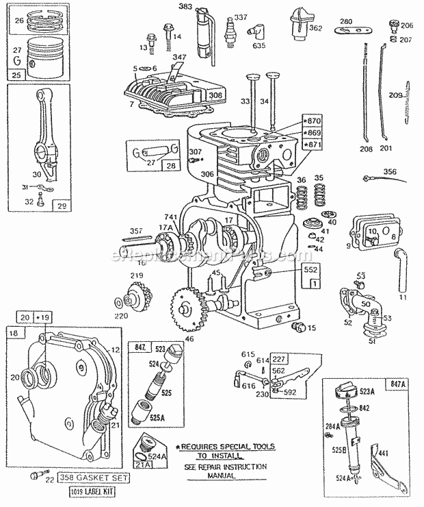 Briggs and Stratton 132431-0228-01 Engine Cyl Piston Oil FillCrnkcse Diagram