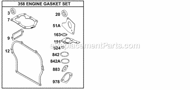 Briggs and Stratton 133202-0156-02 Engine KitsGasket Sets-Engine Diagram