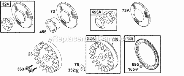 Briggs and Stratton 133202-0524-A1 Engine Flywheel Groups Diagram