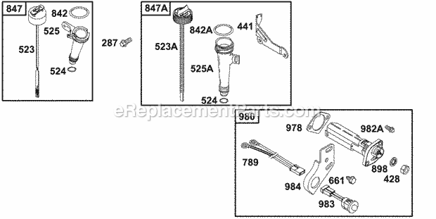 Briggs and Stratton 133202-0524-A1 Engine Oil Group Diagram