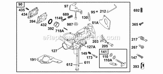 Briggs and Stratton 133202-0524-A1 Engine Carburetor Group Diagram