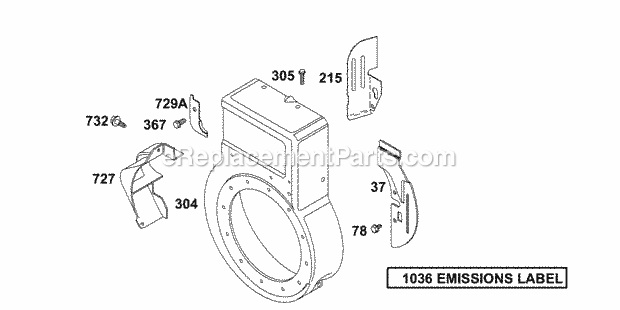 Briggs and Stratton 133202-1156-E1 Engine Blower Housing Diagram