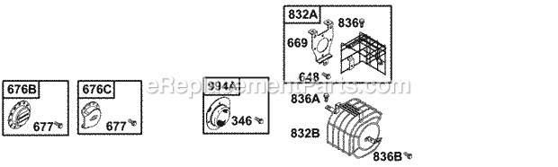 Briggs and Stratton 133212-0113-01 Engine Muffler Guards Diagram