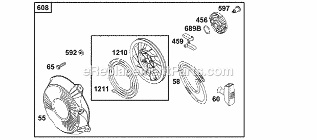 Briggs and Stratton 133212-0113-01 Engine Rewind Group Diagram