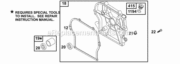 Briggs and Stratton 133212-0113-01 Engine Crankcase CoverSump Diagram