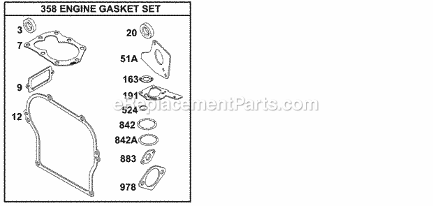 Briggs and Stratton 133212-0324-A1 Engine KitsGasket Sets-Engine Diagram