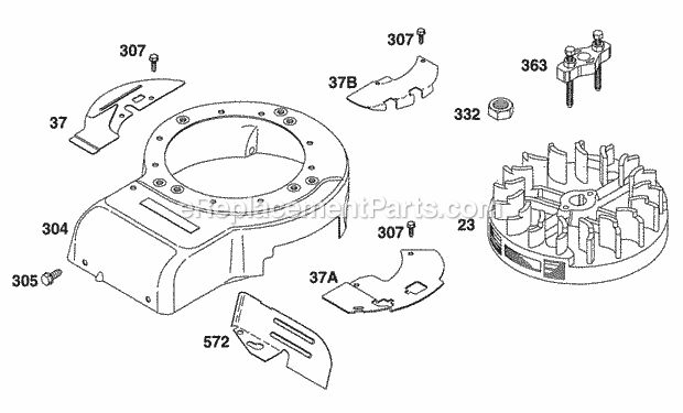 Briggs and Stratton 133702-0170-01 Engine Blower Hsg Flywheel Diagram