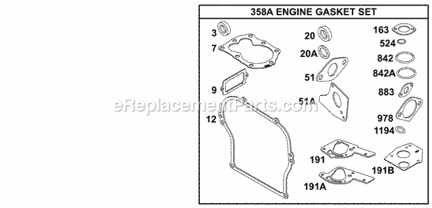 Briggs & Stratton 135202-0145-01 Engine KitsGasket Sets - Engine Diagram