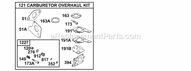 Briggs and Stratton 135202-0271-01 Engine Kits/Gasket Sets - Carburetor Diagram