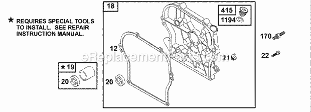 Briggs and Stratton 135202-0727-A1 Engine Crankcase CoverSump 2 Diagram