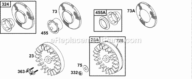 Briggs and Stratton 135202-0727-A1 Engine Flywheels Rotating Screens Diagram