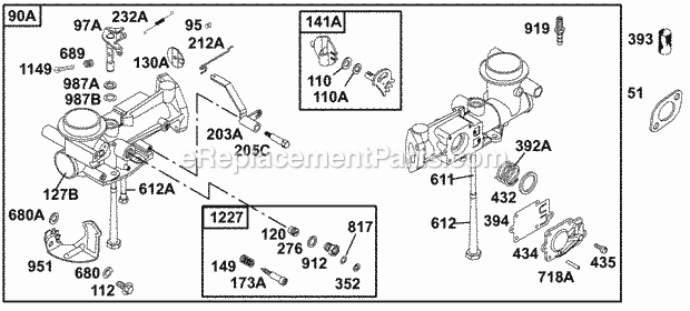 Briggs and Stratton 135202-0727-A1 Engine Carburetor Group 2 Diagram