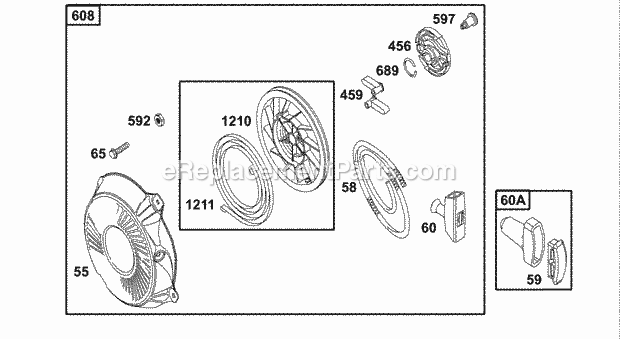 Briggs and Stratton 135212-0014-01 Engine Rewind Group Diagram