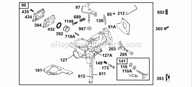 Briggs and Stratton 135212-0014-01 Engine Carburetor Group-Parts Diagram