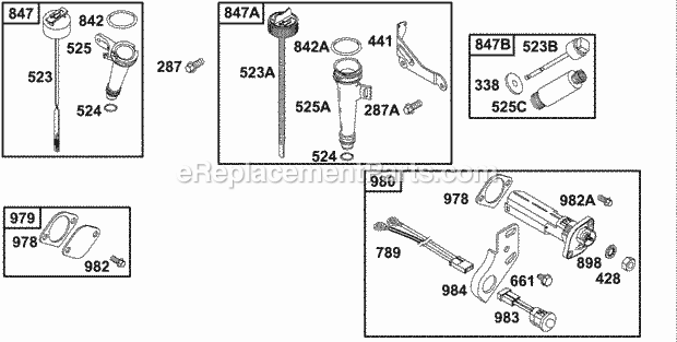 Briggs and Stratton 135232-0059-01 Engine Oil Group Diagram