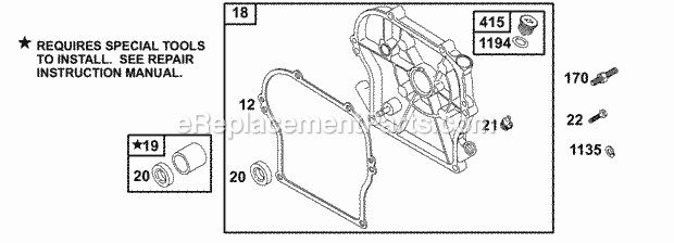 Briggs and Stratton 136202-0122-01 Engine Crankcase CoverSump Diagram