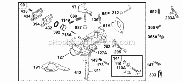 Briggs and Stratton 136202-0129-01 Engine Carburetor Group Diagram