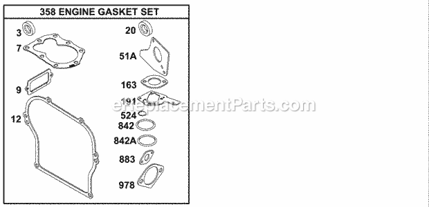 Briggs and Stratton 136202-0143-01 Engine KitsGasket Sets - Engine Diagram