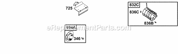 Briggs and Stratton 136202-0143-01 Engine Muffler Guards Diagram