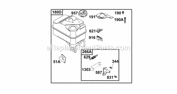 Briggs and Stratton 136202-1143-E1 Engine Fuel Tank Groups Diagram