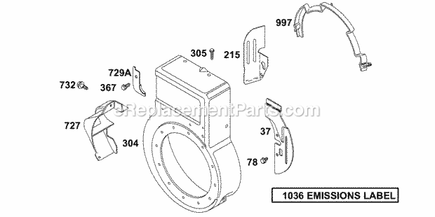 Briggs and Stratton 136202-1143-E1 Engine Blower Housing Diagram