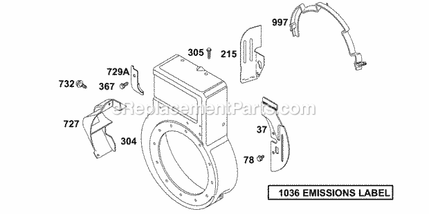 Briggs and Stratton 136232-0751-A1 Engine Blower Housing Diagram
