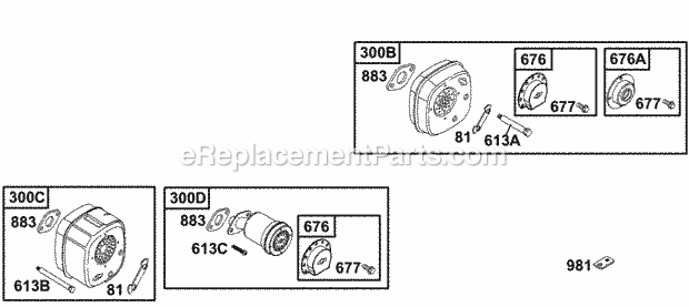 Briggs and Stratton 137202-0717-A1 Engine Muffler Groups Diagram