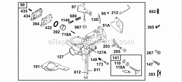 Briggs and Stratton 137202-0717-A1 Engine Carburetor Group Diagram
