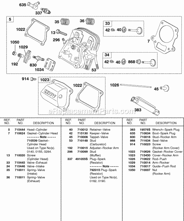 Briggs and Stratton 138432-0035-E3 Engine Cylinder Head Valves Diagram