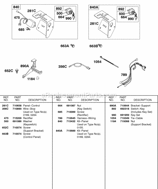 Briggs and Stratton 138432-0134-B1 Engine Panel Kits Wires Diagram