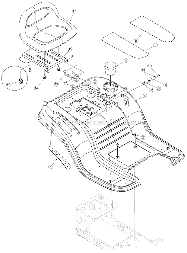 Troy-Bilt 13AO77TG766 (2006) Bronco Lawn Tractor Fender And Seat Assembly Diagram