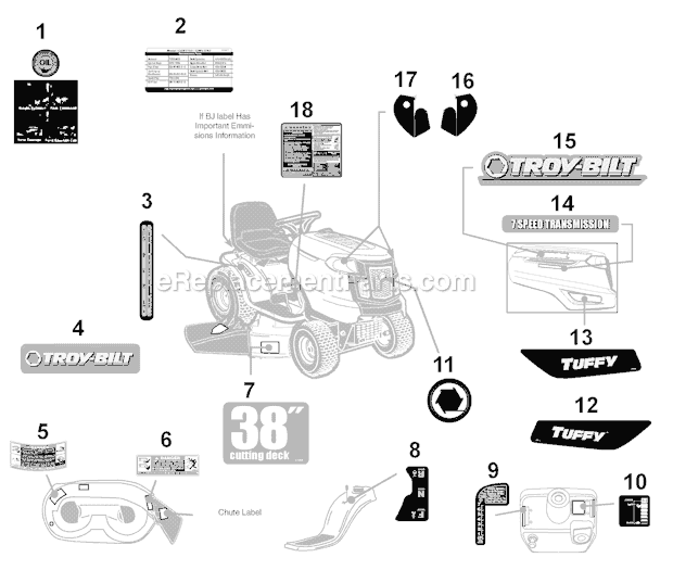 Troy-Bilt 13AV77KF066 (Tuffy) (2010) Lawn Tractor Page E Diagram