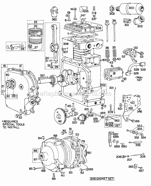 Briggs and Stratton 144201-0144-99 Engine Cyl Piston Muffler Crnkcse Diagram