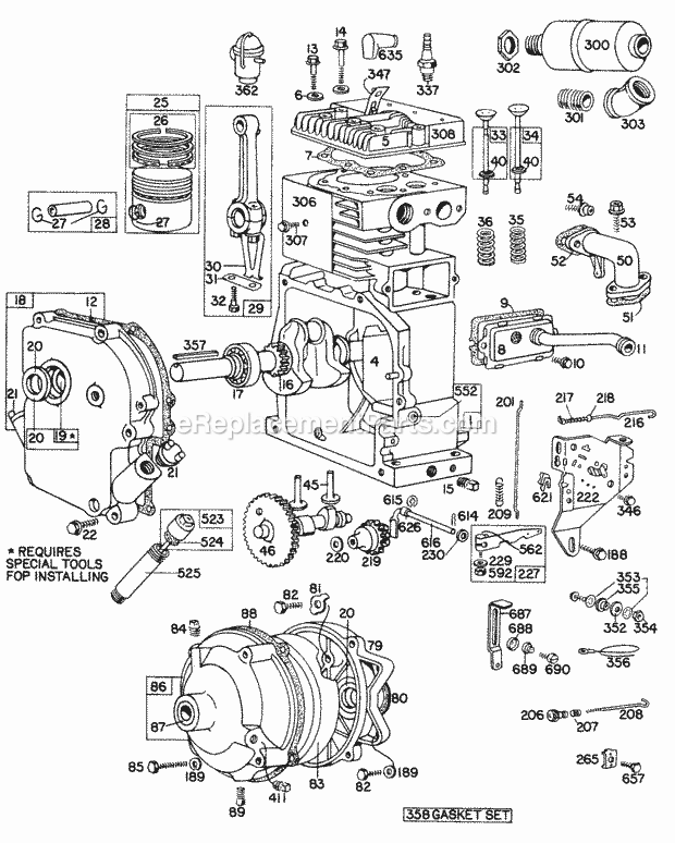 Briggs and Stratton 146401-0177-99 Engine Cyl Piston Muffler Crnkcse Diagram