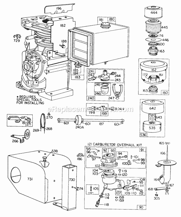 Briggs and Stratton 146401-1170-99 Engine Carb AssyFuel Tank AC Diagram