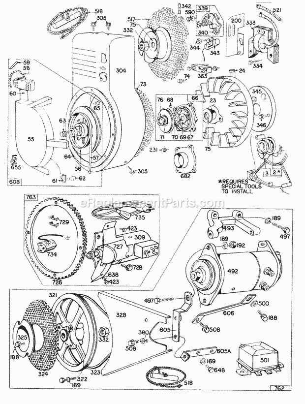 Briggs and Stratton 146432-0775-99 Engine Electric Starter Rewinds Diagram