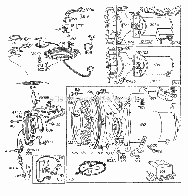 Briggs and Stratton 146451-1199-99 Engine Electric Starters Misc Elect Diagram