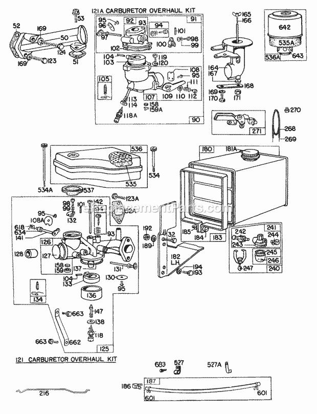 Briggs & Stratton 146701-0155-99 Engine CarburetorFuel PartsAC Diagram