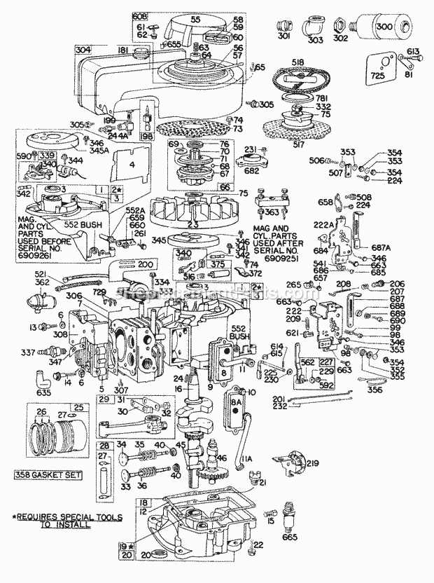 Briggs & Stratton 146701-0155-99 Engine CylinderSumpControlPiston Diagram