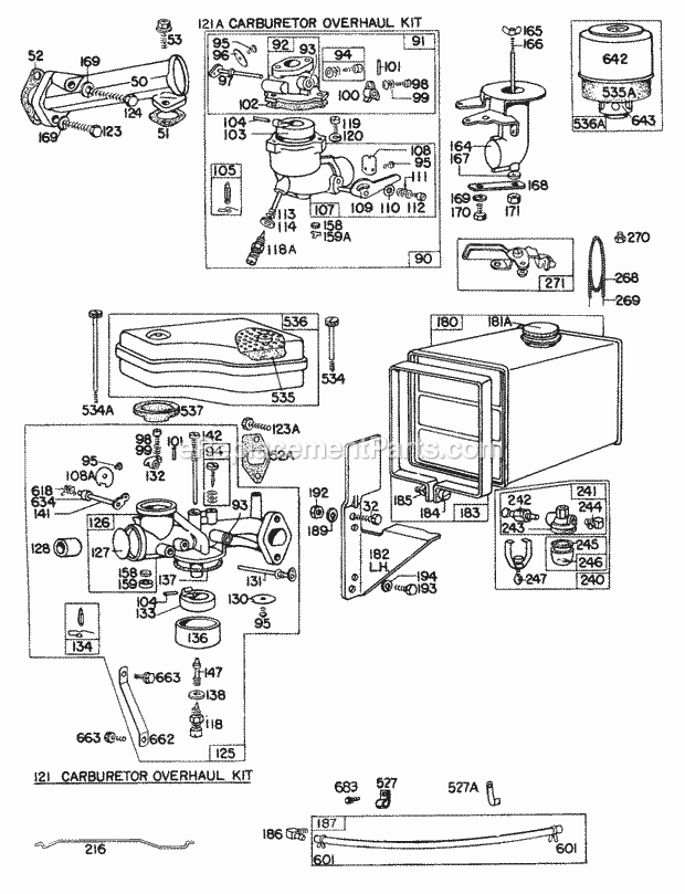Briggs and Stratton 147701-0110-99 Engine CarburetorFuel PartsAC Diagram