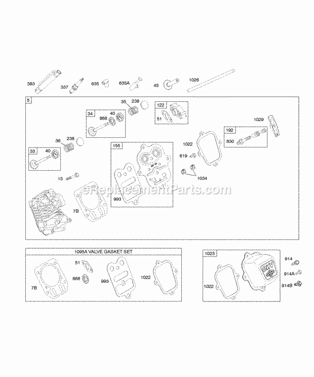 Briggs and Stratton 150112-0110-E9 Engine Cylinder Head Diagram