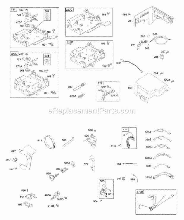 Briggs and Stratton 150112-0114-E1 Engine Controls Governor Spring Ignition Diagram