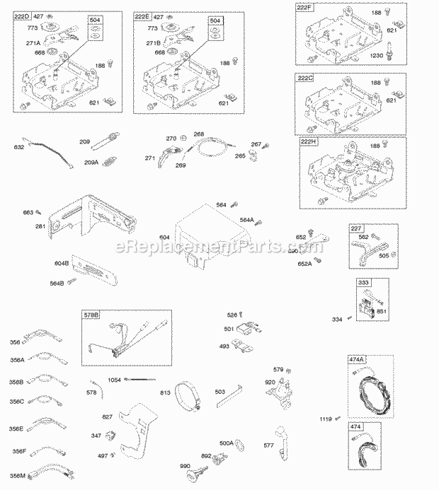 Briggs and Stratton 150202-0131-B8 Engine Controls Governor Spring Ignition Rewind Starter Diagram