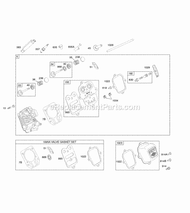 Briggs and Stratton 150202-0131-B8 Engine Cylinder Head Diagram