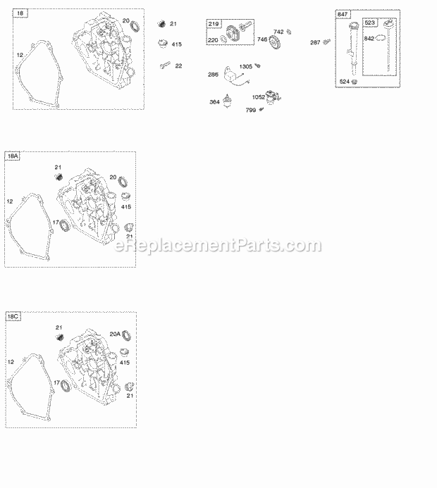 Briggs and Stratton 150212-0008-B8 Engine Crankcase Cover Lubrication Diagram