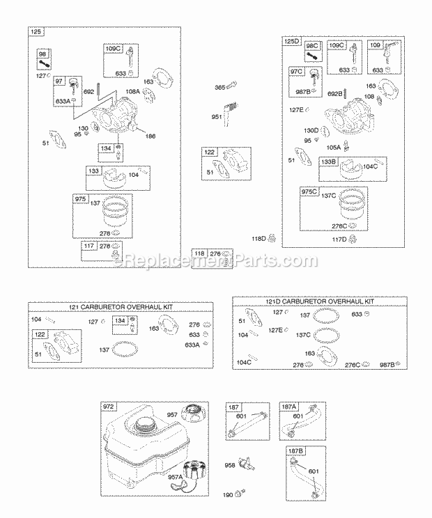 Briggs and Stratton 157102-1015-E8 Engine Carburetor Fuel Supply Diagram